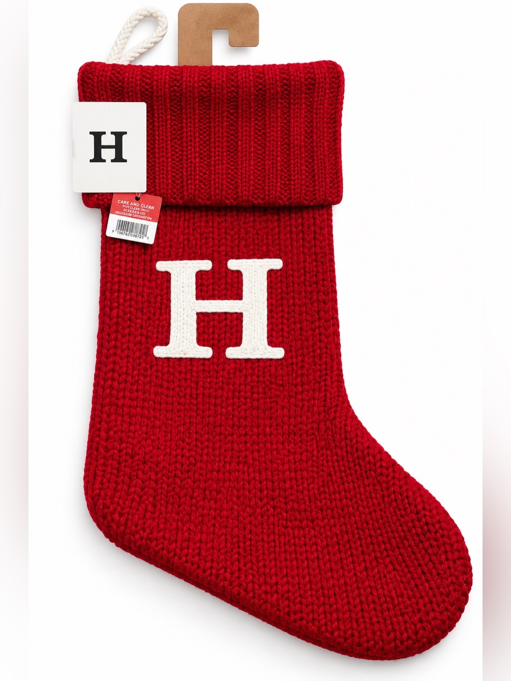 Wondershop Red Knit Holiday Stocking with White 'H' Initial